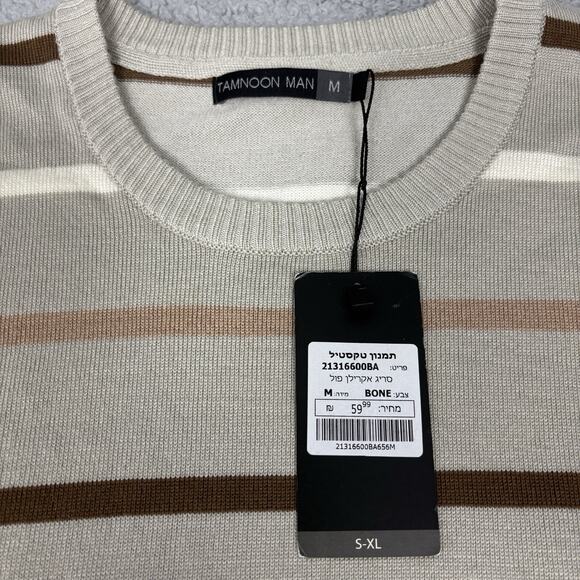 y2k vintage Tamnoon Man Men’s Crewneck Preppy Sweater Medium Striped Classic - Picture 9 of 12